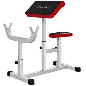 265 LBS Preacher Curl Bench for Strength Training, Adjustable Seated Arm Isolated Barbell Dumbbell Bicep Station, White (Color: White)